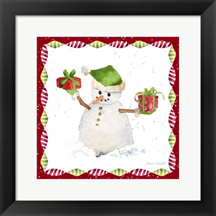 Framed Christmas Snowman I Print