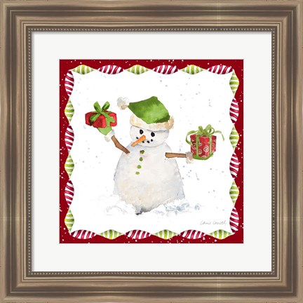 Framed Christmas Snowman I Print