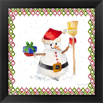 Framed Christmas Snowman III Print