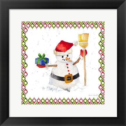 Framed Christmas Snowman III Print