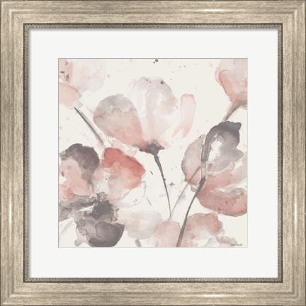 Framed Neutral Pink Floral I Print