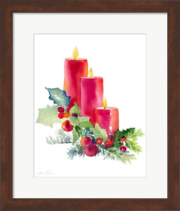 Framed Candles with Holly Print