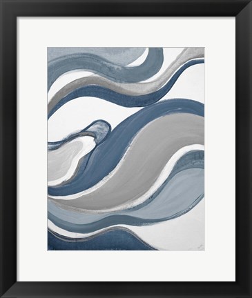 Framed Blue Curves Abstract Print