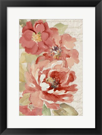 Framed Blossoms On Script Print