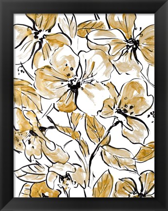 Framed Golden Sketch Floral II Print