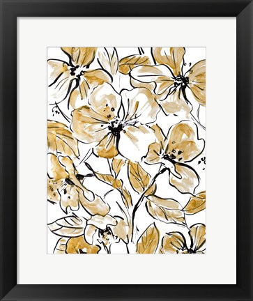 Framed Golden Sketch Floral II Print