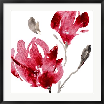 Framed Red Magnolias Print