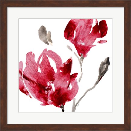 Framed Red Magnolias Print