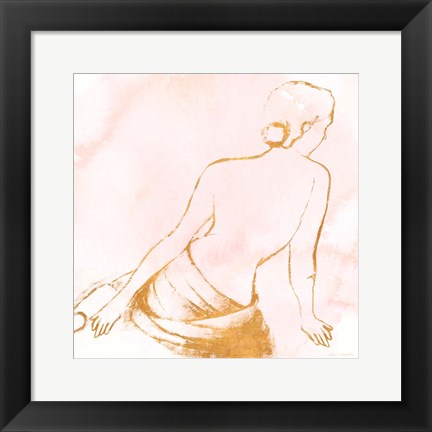 Framed Seated Woman Rose Gold Print