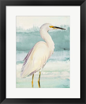 Framed Heron on Seaglass II Print