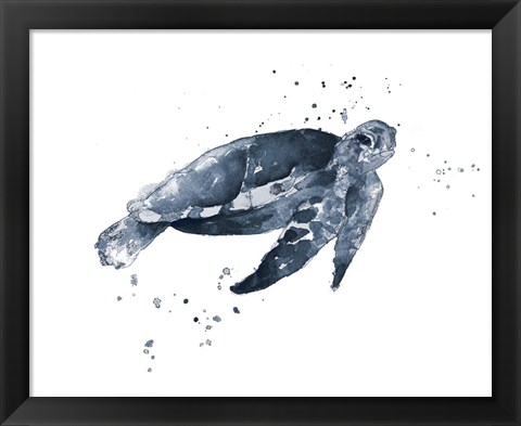 Framed Navy Ink Turtle II Print