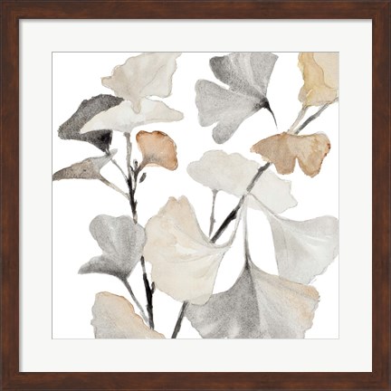 Framed Neutral Ginko Stems I Print