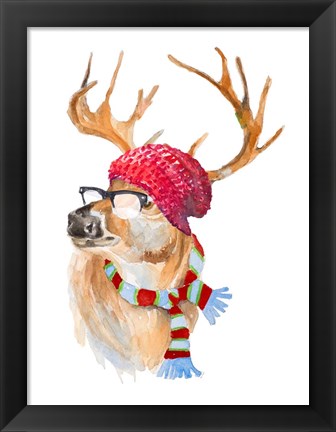 Framed Winter Fun Deer Print