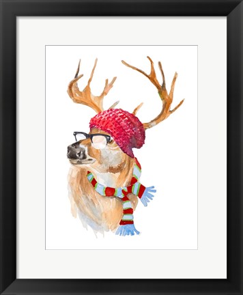 Framed Winter Fun Deer Print