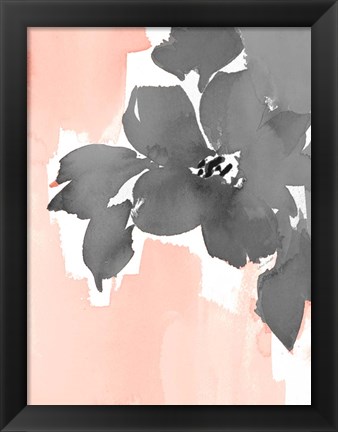 Framed Gray Modern Fleur II Print