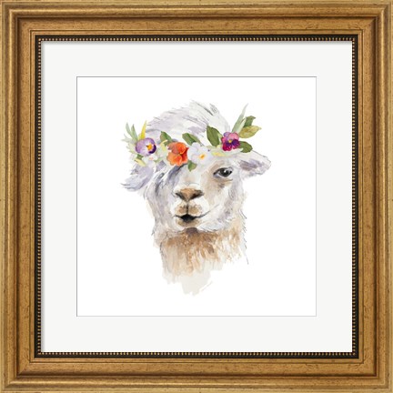 Framed Floral Llama IV Print