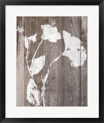 Framed Brown Floral Whisper on Wood II Print