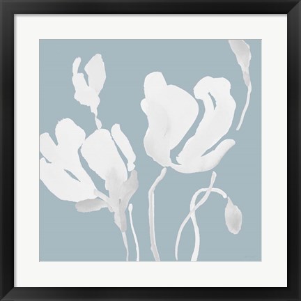 Framed White Tonal Magnolias I Print