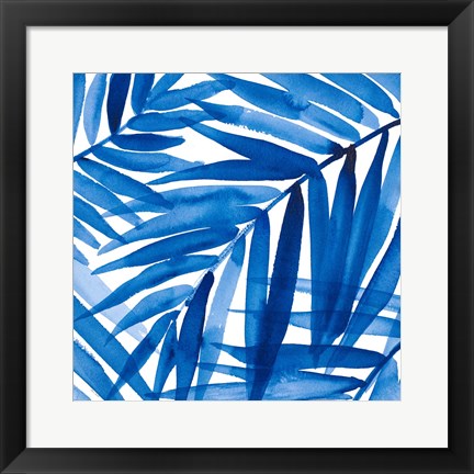 Framed Blue Palm Design II Print