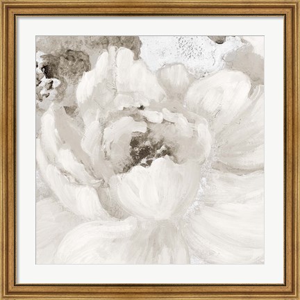 Framed Light Grey Flowers I Print