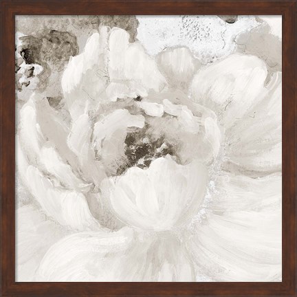 Framed Light Grey Flowers I Print