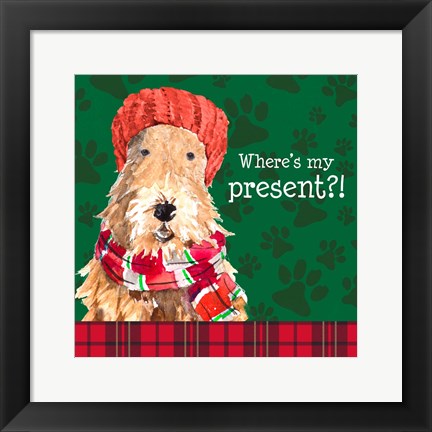 Framed Christmas Puppy I Print