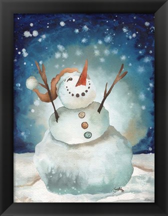 Framed Snowman Cheers I Print