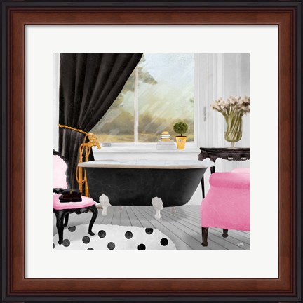 Framed Pop of Pink Bath II Print