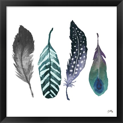 Framed Indigo Feathers Print