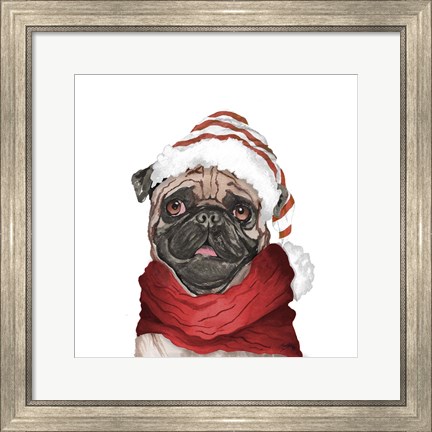 Framed Holiday Pug Print