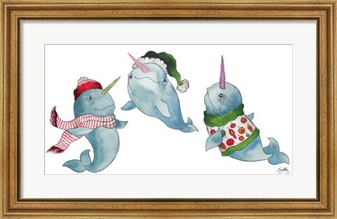 Framed Christmas Narwhals Print