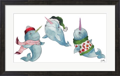 Framed Christmas Narwhals Print