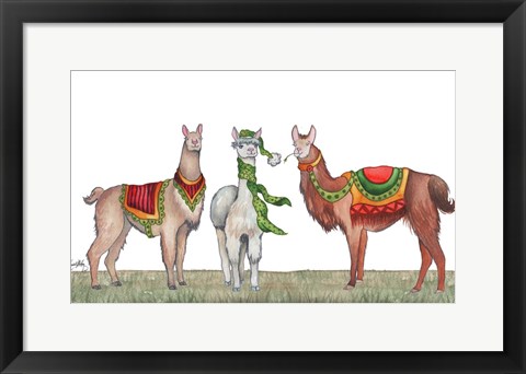 Framed Christmas Llamas Print