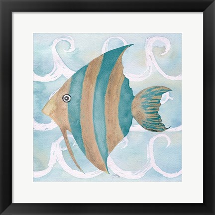 Framed Sea Creatures on Waves IV Print