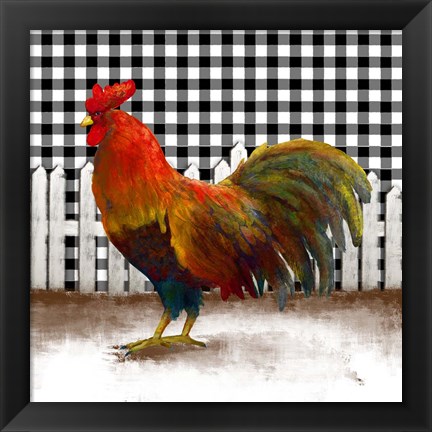 Framed Morning Rooster II Print