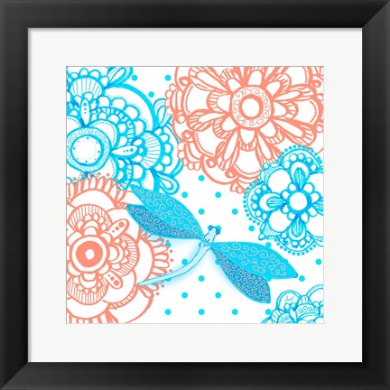 Framed Mandala Dragonfly Square Print