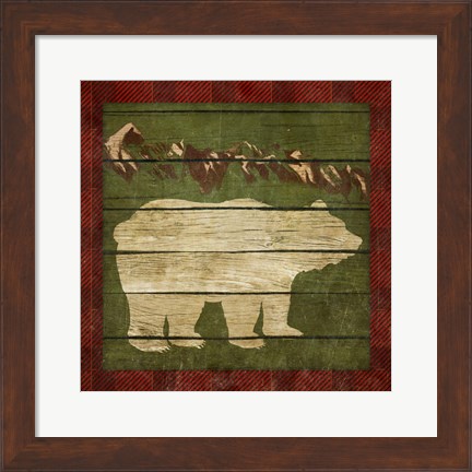 Framed Rustic Nature on Plaid I Print