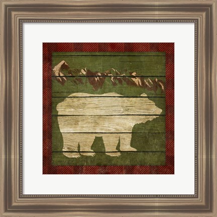 Framed Rustic Nature on Plaid I Print