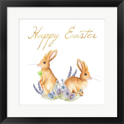 Framed Happy Easter Spring Bunny II Print