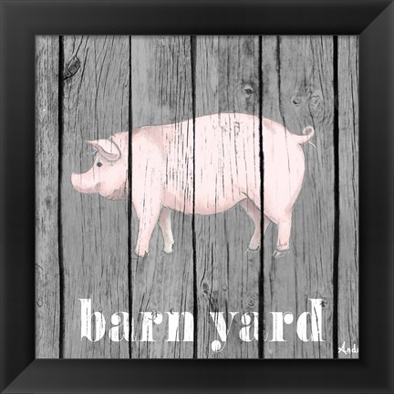 Framed Barnyard Pig Print