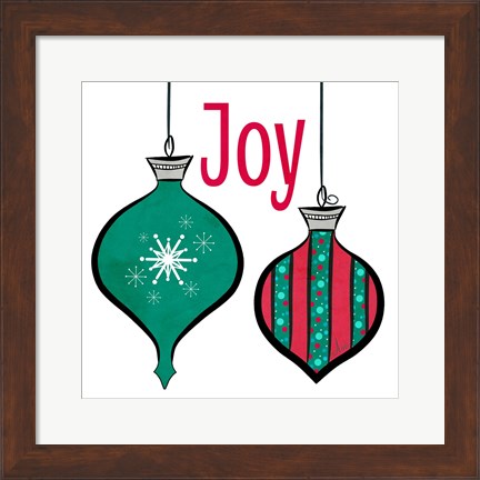 Framed Joyful Christmas Ornaments II Print