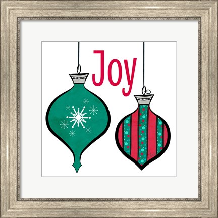 Framed Joyful Christmas Ornaments II Print