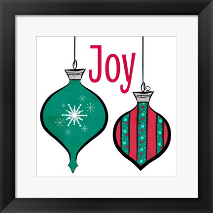 Framed Joyful Christmas Ornaments II Print