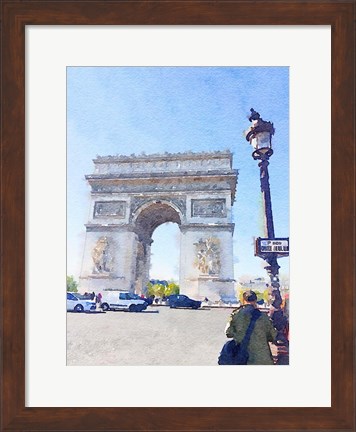 Framed Watercolor Streets of Paris I Print