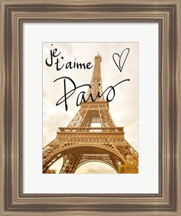 Framed Je t&#39;aime Paris Print