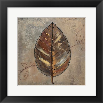 Framed New Leaf VIII (taupe) Print