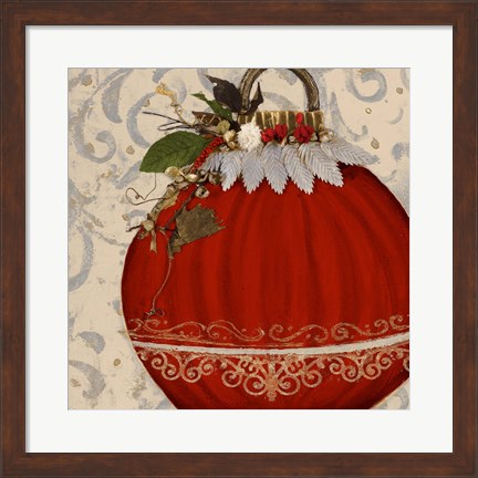 Framed Red Ornament II Print