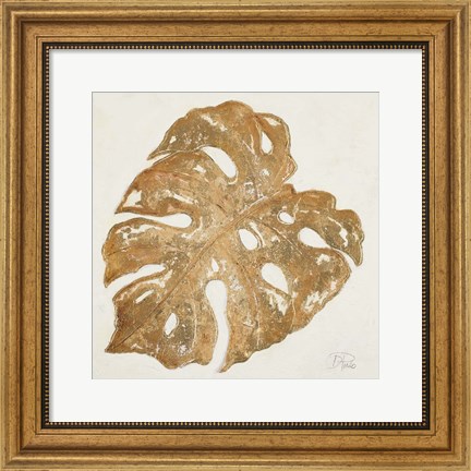 Framed Golden Leaf Palm II Print