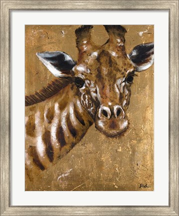 Framed Gold Giraffe Print