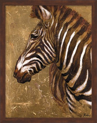 Framed Gold Zebra Print